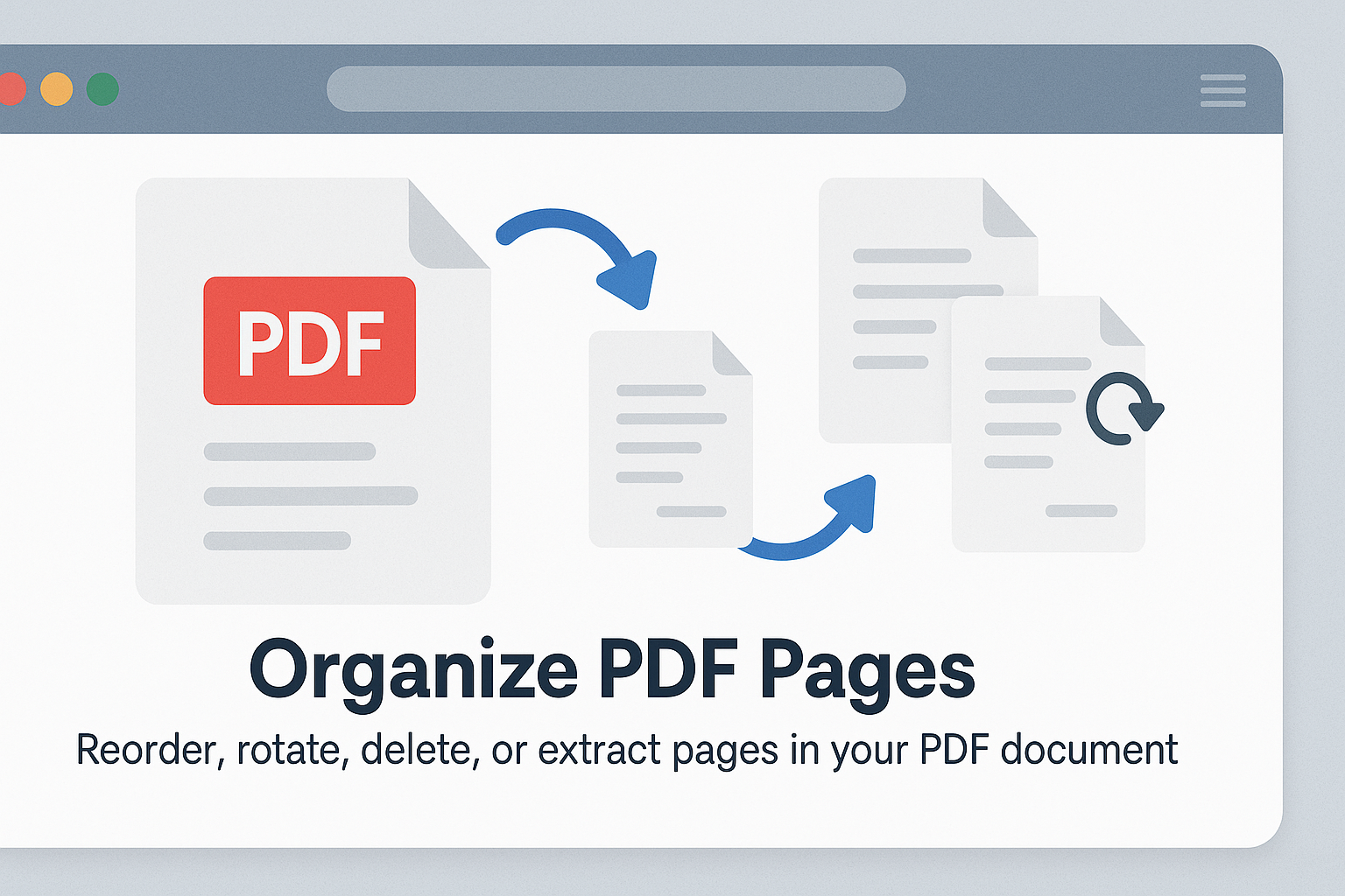 Illustration of PDF pages being reordered and organized