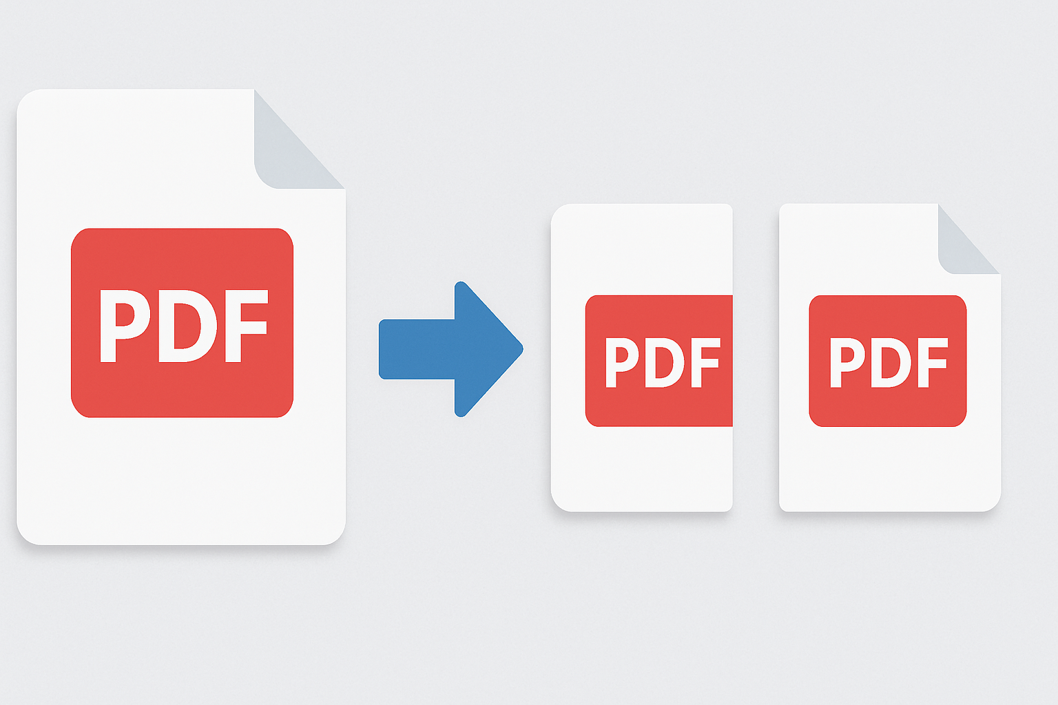 Illustration of a PDF document being split into multiple smaller documents